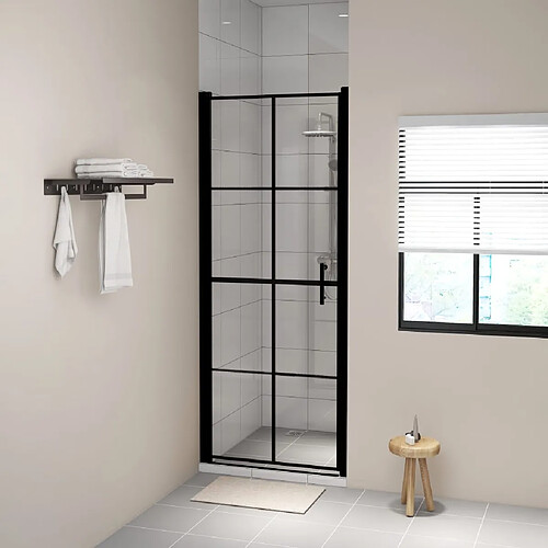 vidaXL Porte de douche Verre trempé 81x195 cm Noir