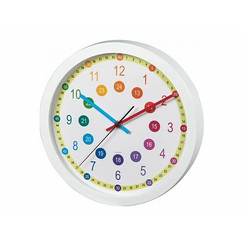 Hama Easy Learning Horloge murale à quartz Cercle Multicolore, Blanc - Horloges murales (AA, Multicolore, Blanc, Plastique, Verre, 455 g, 30 cm)