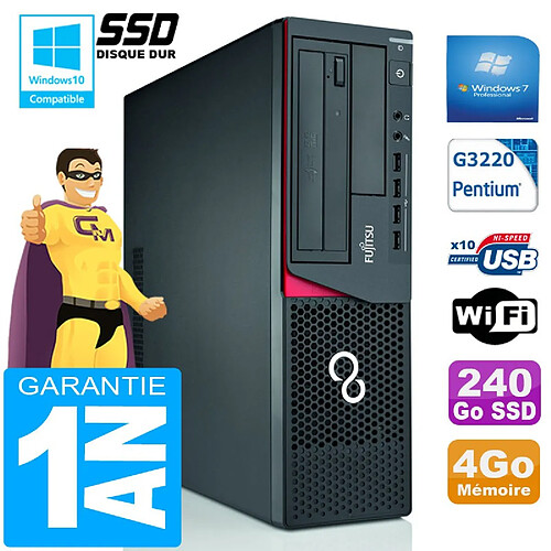 PC Fujitsu Esprimo E720 E85+ SFF G3220 RAM 4Go Disque 240 Go SSD Wifi W7 · Occasion