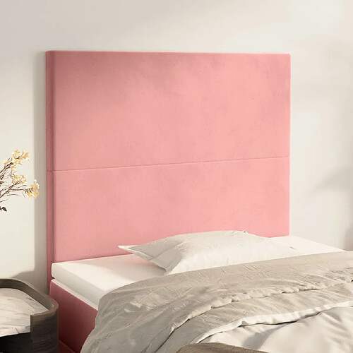 vidaXL Têtes de lit 2 pcs Rose 90x5x78/88 cm Velours