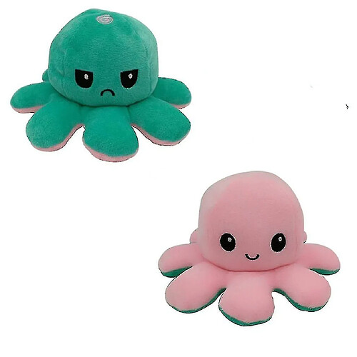 Universal Forme de poulpe réversible, peluche en peluche et rose vert doux