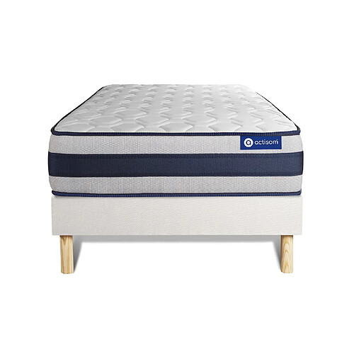 ACTISOM Ensemble matelas Ressorts ensachés et Mémoire de forme ACTIFLEX ERGO 120x200 Maxi épaisseur 5zones confort + sommier KIT blanc