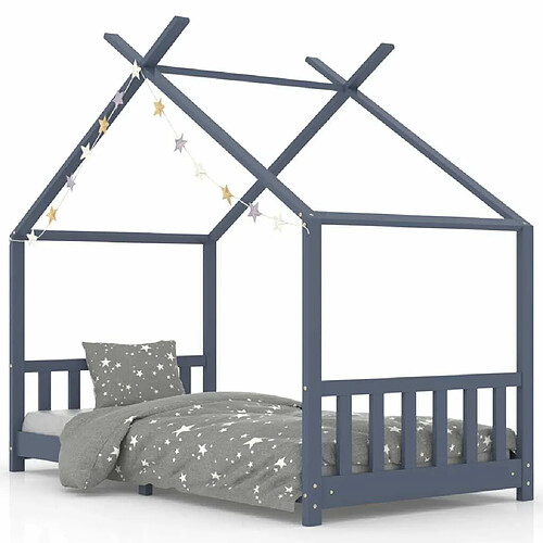 Maison Chic Lit d'Enfant Chambre - Cadre de lit pour enfant Gris Bois de pin massif 90 x 200 cm -MN55078