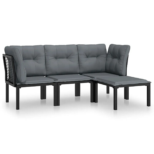 Maison Chic Salon de jardin 4 pcs - Table et chaises d'extérieur - Mobilier/Meubles de jardin Moderne noir et gris résine tressée -MN36645