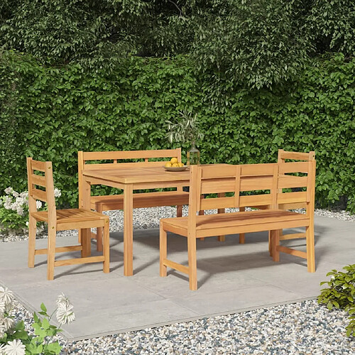 Salle à dîner de jardin 5 pcs,Table et chaise à manger Bois de teck massif -MN60893