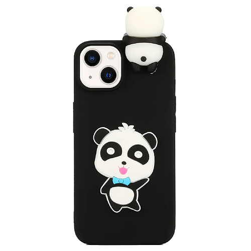 Coque en silicone flexible, motif de dessin animé en 3D, anti-chute pour votre iPhone 14 - Panda à arc bleu