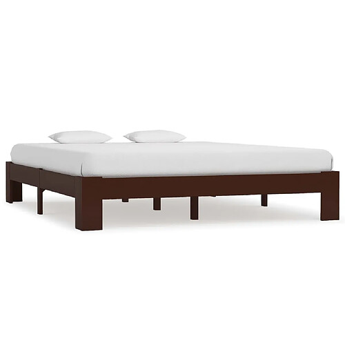 Maison Chic Lit adulte - Lit simple Cadre de lit,Structure du lit Contemporain Marron foncé Bois de pin massif 160 x 200 cm -MN59192