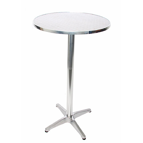 Mendler Table haute de bar bistrot M28, aluminium, Ø=60cm, hauteur=70-110cm, pliante