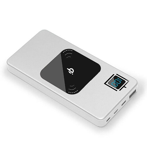 Chrono Qi Banque d'alimentation sans Fil 10000mAh Chargeur Externe avec écran à LED Type C,Compatible avec l'iPhone XR/XS/XS Max/X Le Samsung Galaxy S9 et Plus Device,(argent)