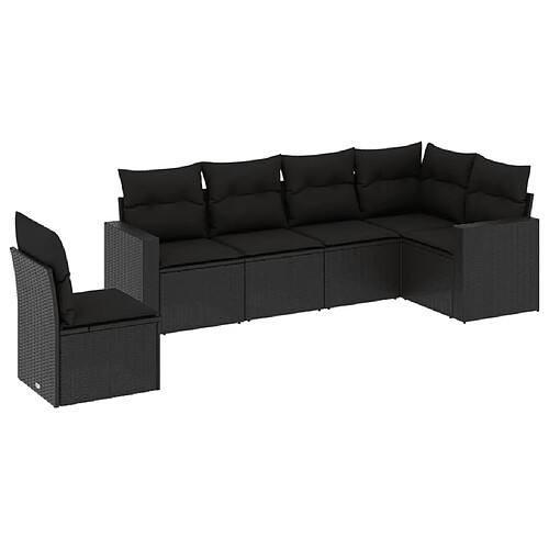 Maison Chic Salon de jardin 6 pcs avec coussins | Ensemble de Table et chaises | Mobilier d'Extérieur noir résine tressée -GKD31251