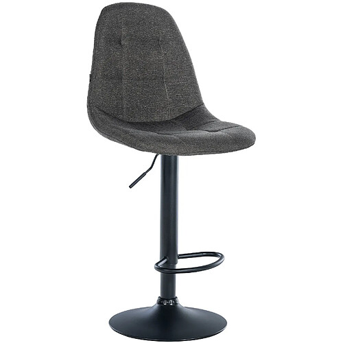 Decoshop26 Tabouret de bar x1 avec repose-pieds hauteur réglable pivotant assise en tissu gris foncé cadre métallique noir 10_0004839