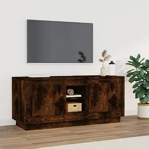 vidaXL Meuble TV chêne fumé 102x35x45 cm bois d'ingénierie