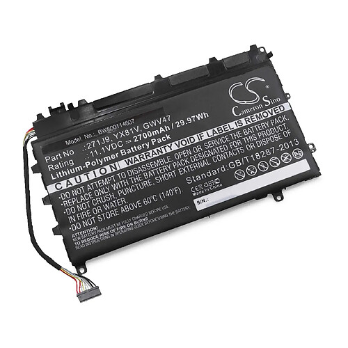 vhbw Li-Polymère batterie 2700mAh (11.1V) noir pour ordinateur portable laptop notebook comme Dell 0GWV47, 0MN791, 3WKT0, GWV47, MN791, YX81V