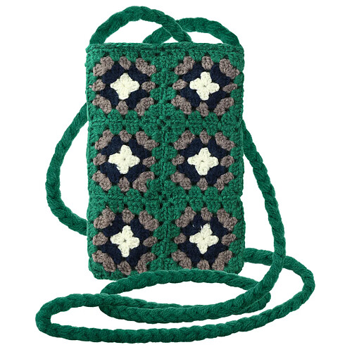 Avizar Sac Bandoulière pour Smartphone Tissé Motif Carreau Série SquareWeave Vert