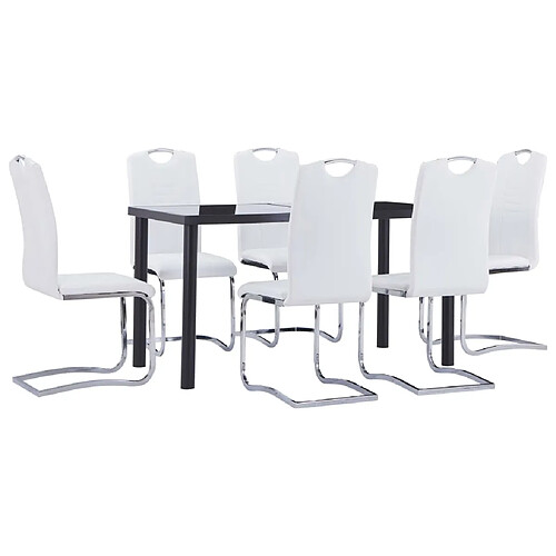 vidaXL Ensemble de salle à manger 7 pcs Similicuir Blanc