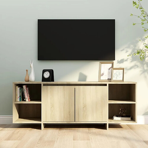 vidaXL Meuble TV chêne sonoma 130x35x50 cm bois d'ingénierie