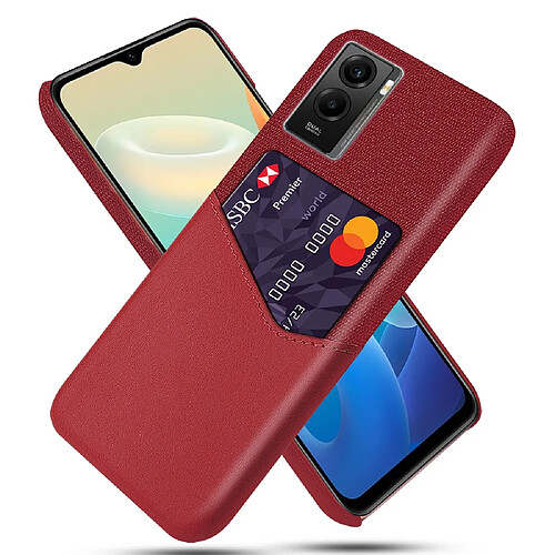 Coque en TPU + PU anti-chocs avec porte-carte, rouge pour votre Vivo Y55s 5G