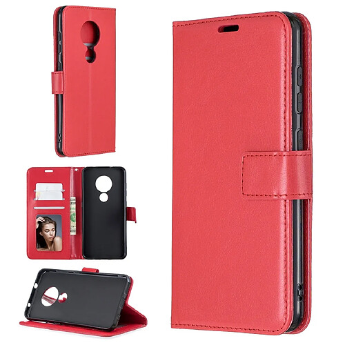 Wewoo Housse Coque Etui à rabat horizontal pour Nokia 6.2 / 7.2 Texture Crazy Horse avec porte-cartes et & Portefeuille et cadre photo Rouge