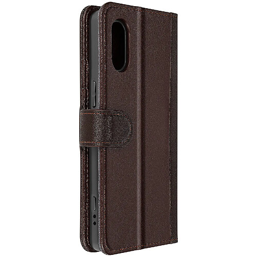 Avizar Housse pour Sony Xperia 5 V Cuir Véritable Portefeuille Support Vidéo Marron