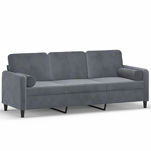 Maison Chic Canapé 3 places avec oreillers,Sofa de Salon,Canapé droit gris foncé 180 cm velours -GKD475355