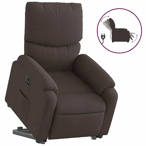 Maison Chic Fauteuil Relax pour salon, Fauteuil inclinable électrique marron foncé tissu -GKD25251