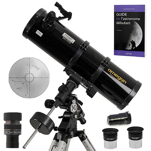 Pack Complet Télescope Omegon 150/750 EQ4 + Zoom + Visée Polaire + Guide Débutant + Oculaires + Barlow