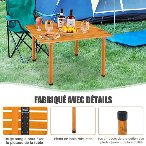 Helloshop26 Table de camping pliante avec sac de transport pour pique-nique plage barbecue camping pêche naturel 20_0005169