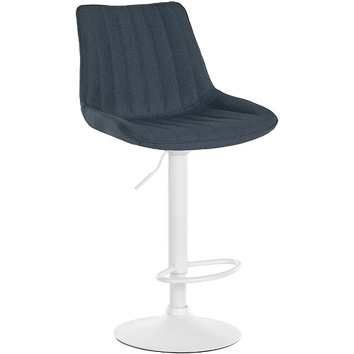 Decoshop26 Tabouret de bar x1 réglable en hauteur pivotant à 360° assise en tissu gris foncé couture verticale pied métal blanc 10_0005441