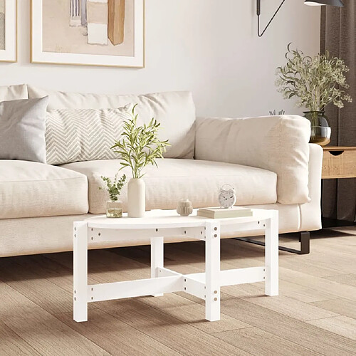 Maison Chic Table basse,Table Console Table d'appoint, Table pour salon Blanc 87x48x35 cm Bois massif de pin -MN32069