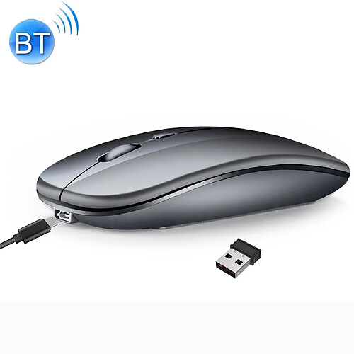 Wewoo Souris sans fil HXSJ M90 2.4GHz Ultrathin Mute PC Bluetooth rechargeable double mode Gris