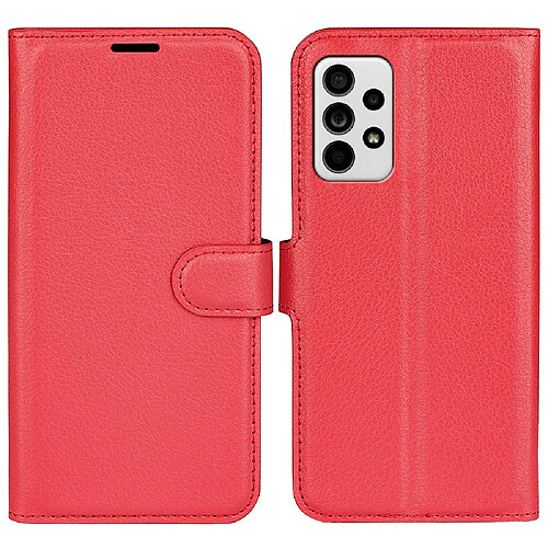 Etui en PU texture litchi, fermoir magnétique avec support rouge pour votre Samsung Galaxy A33 5G