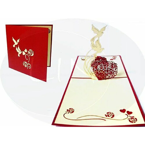 Lin de Pop up Cartes de mariage mariage mariage cartes, invitations, cartes 3D Cartes de vux mariage, Félicitations, cur avec colombes