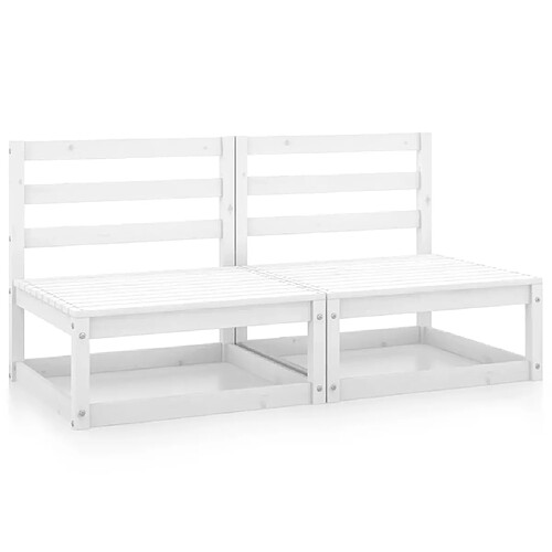 vidaXL Canapés centraux de jardin 2 pcs blanc bois de pin massif