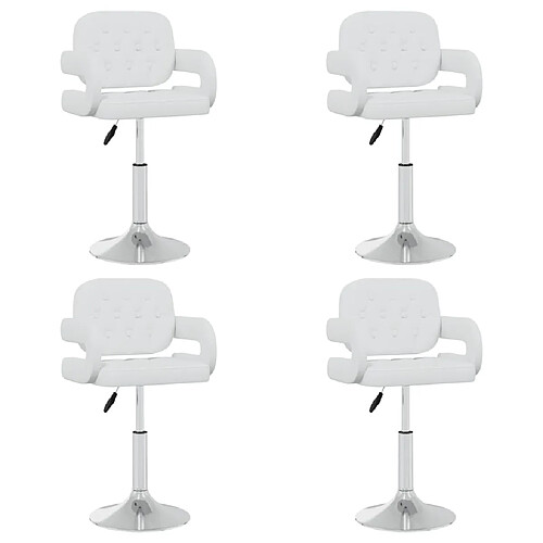 vidaXL Chaises pivotantes à manger lot de 4 Blanc Similicuir