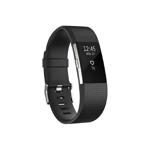 Fitbit Charge 2 Argent - Bracelet Noir Taille S