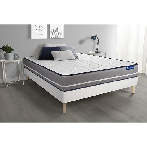 ACTISOM Ensemble matelas à mémoire ACTIMEMO PUR 140x200cm 3zones de confort + sommier KIT blanc