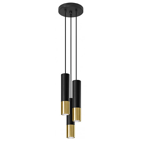 Luminaire Center Suspension Loopez Acier Or,noir 3 ampoules 90cm