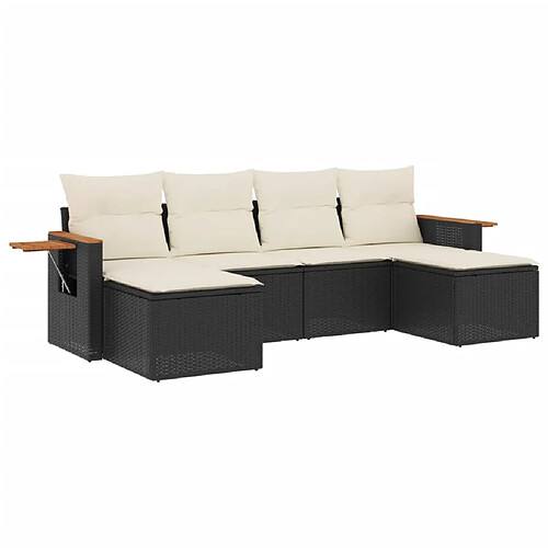 Maison Chic Salon de jardin 6 pcs avec coussins | Ensemble de Table et chaises | Mobilier d'Extérieur noir résine tressée -GKD90237