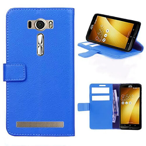 Etui portefeuille Asus ZenFone Laser ZE600KL 4G bleu 6 pouces Style Cuir avec stand et porte cartes - Housse coque de protection Asus ZenFone ZE600KL - accessoires pochette XEPTIO case