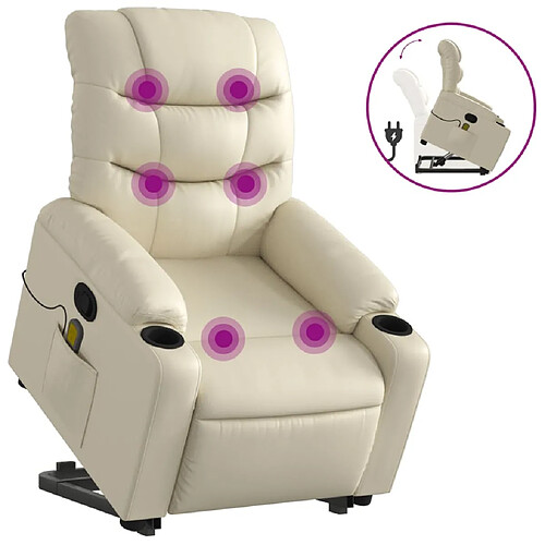 Maison Chic Fauteuil Relax pour salon, Fauteuil inclinable de massage Crème Similicuir -GKD87097