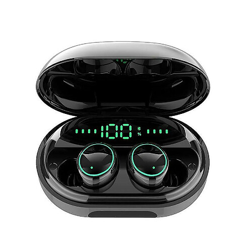 Chrono Écouteurs sans fil Bluetooth 5.0 avec étui de chargement sans fil IPX7 Écouteurs stéréo TWS étanches Premium Sound sans fil In-Ear Micro intégré Casque d'appel mains libres Microphone pour le sport(noir)