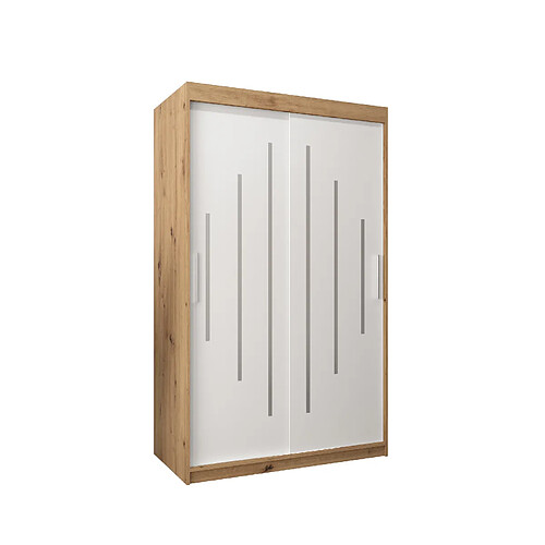 Abiks Meble Armoire YORK À Portes Coulissantes 200/120/62 2 Portes (Artisan/Blanc)