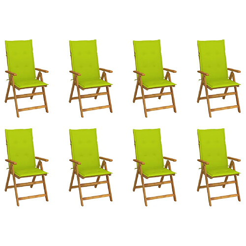 vidaXL Chaises pliables de jardin avec coussins lot de 8 Bois d'acacia