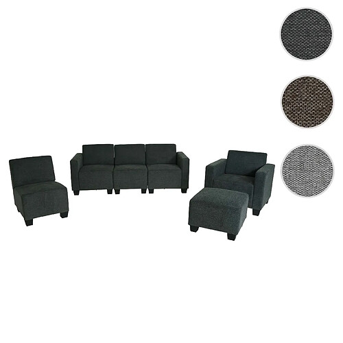 Mendler Modular Sofa-System Ensemble de canapés Lyon 3-1-1-1, tissu/textile ~ gris anthracite