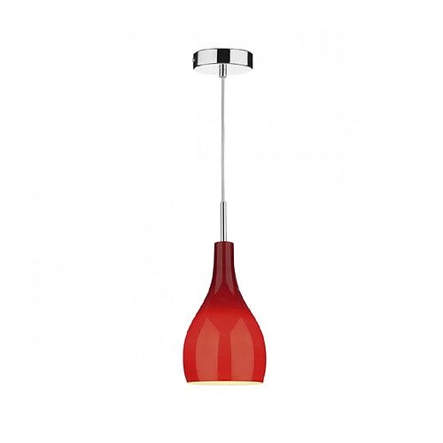 Luminaire Center Suspension Soho chrome poli et verre rouge 1 ampoule