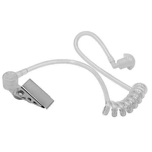 vhbw Tube acoustique de sécurité oreillette 2 bouchons d'oreille, Clip de maintien transparent / blanc pour casque audio, appareils radio