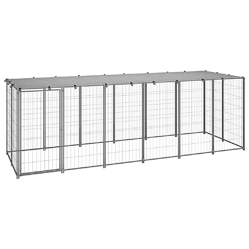 Helloshop26 Chenil extérieur cage enclos parc animaux chien argenté 330 x 110 x 110 cm acier 02_0000270