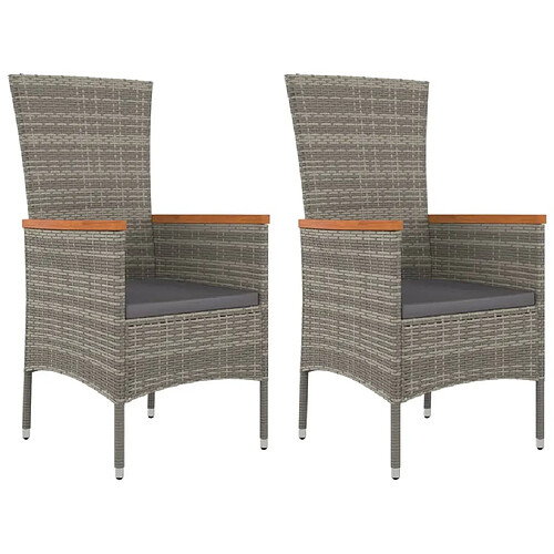 Maison Chic Lot de 2 Chaises de jardin,Fauteuil d'extérieur avec coussins Résine tressée Gris -MN51438