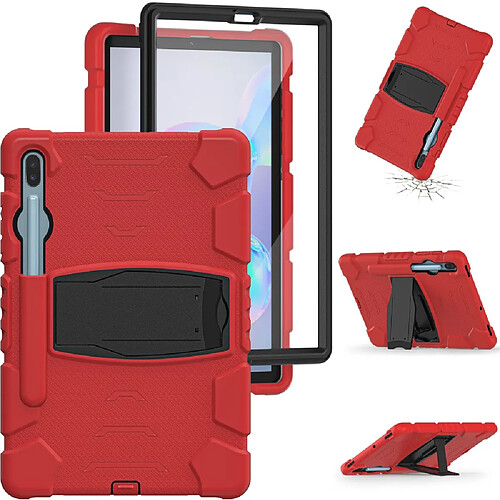 Coque en TPU + Silicone Résistant aux impacts souple avec béquille rouge/noir pour votre Samsung Galaxy Tab S6 SM-T860 (Wi-Fi)/SM-T865 (LTE)/SM-T867