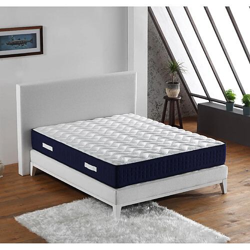 King Of Dreams Lot de 2 Matelas benjamin a Ressorts + 3 cm Latex Naturel à 70 % en 75 Kg/m3 + 2 Aleses 90x190 Hauteur +/- 30 cm - Accueil Moelleux - Soutien Ferme + 2 Oreillers Visco - 5 Zones de Confort - Hypoallergenique